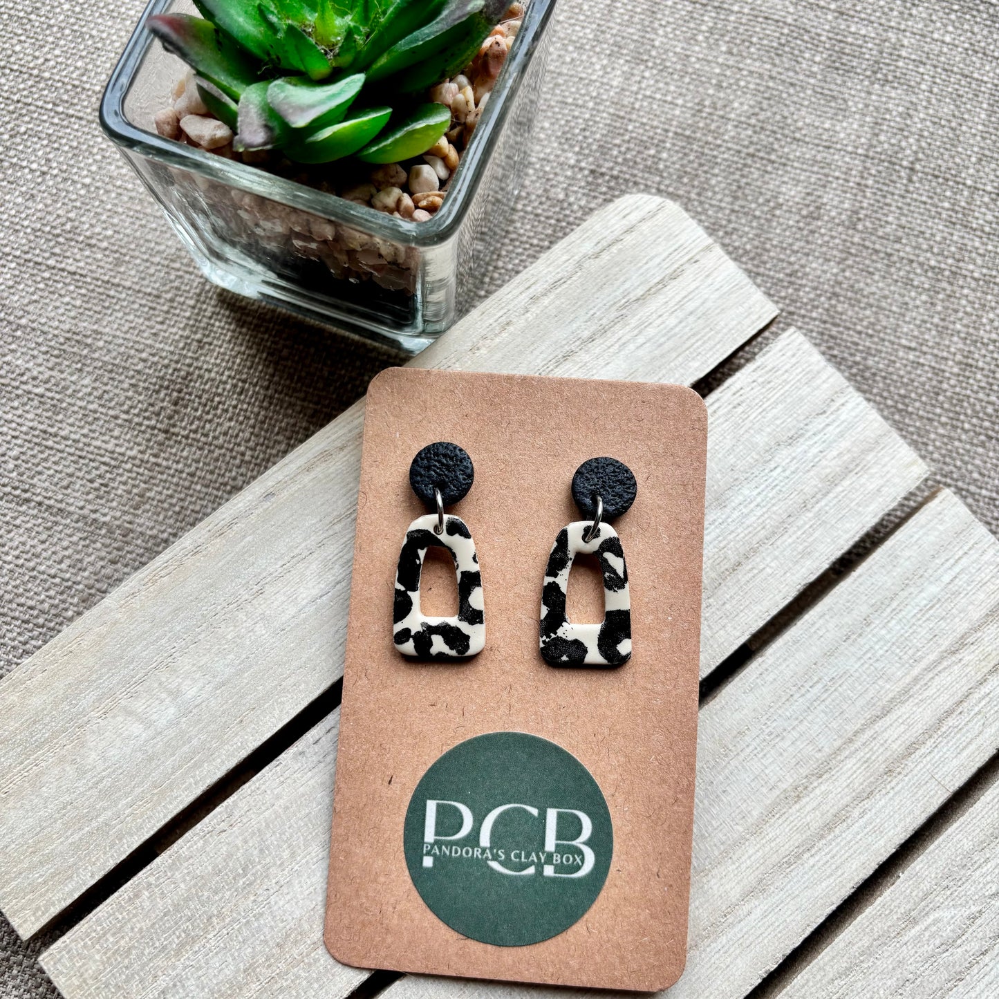 Leopard drop earrings