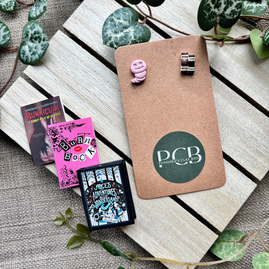 Book/bookworm studs