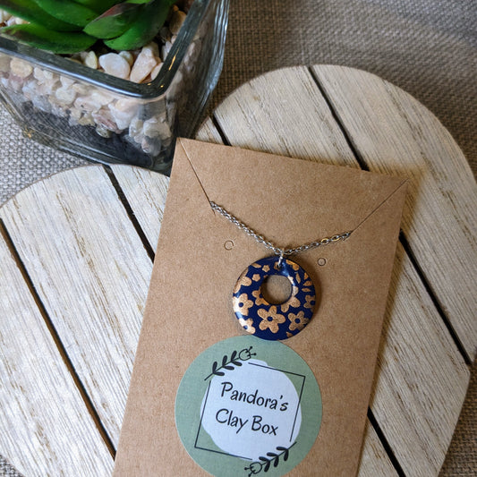 Navy floral necklace