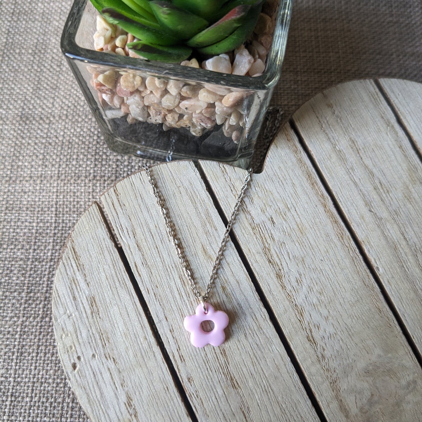 Pink flower necklace