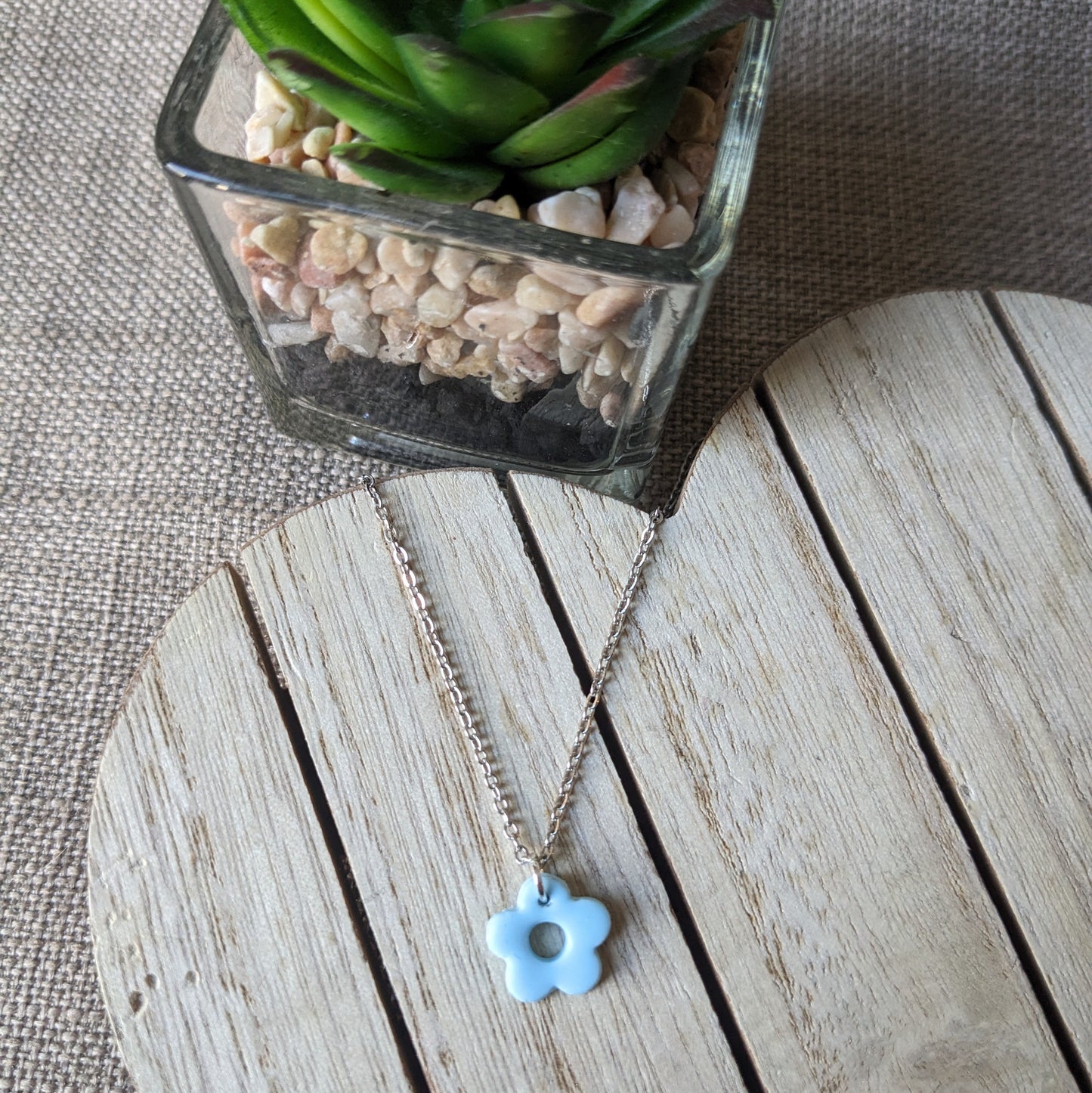 Blue flower necklace