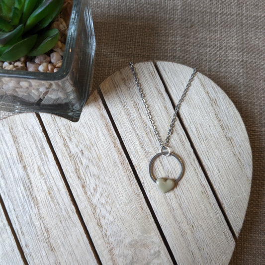 Taupe heart necklace