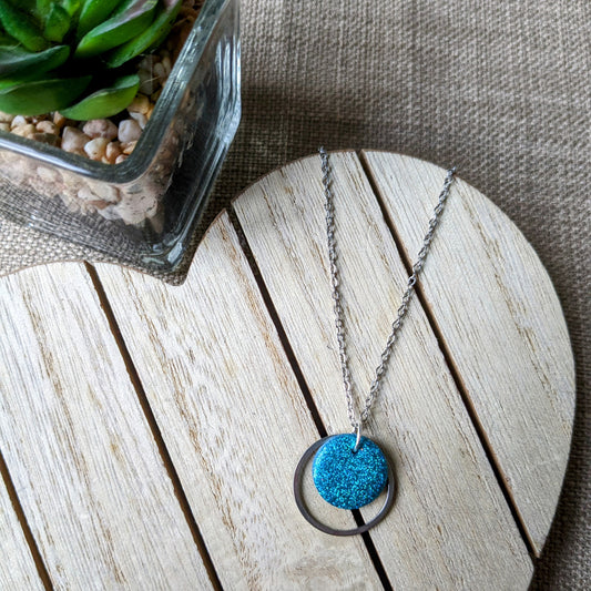 Teal glitter necklace