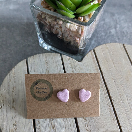 Pink heart studs