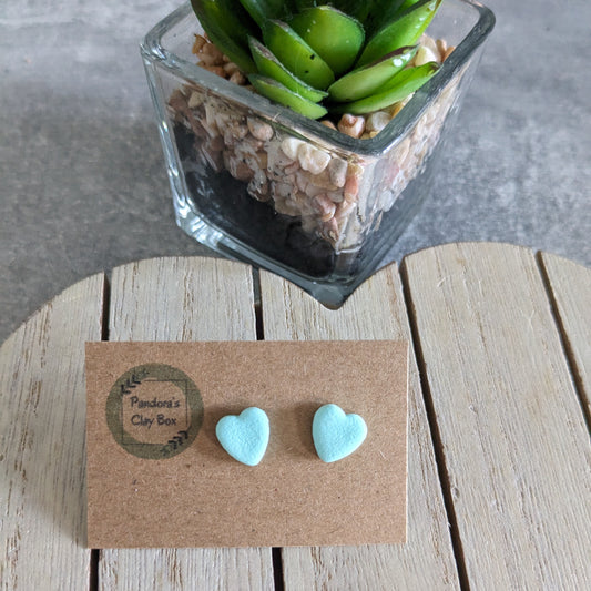 Mint heart studs