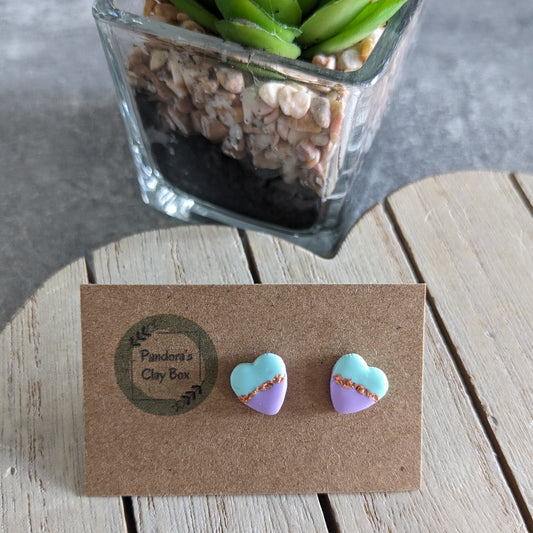 Pastel split heart studs