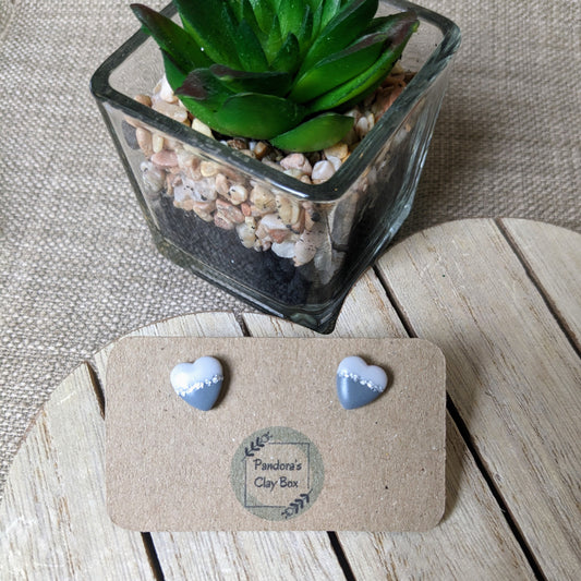 Grey split heart studs