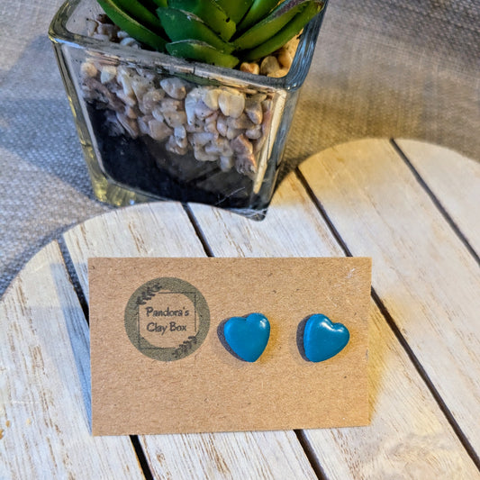 Teal heart studs