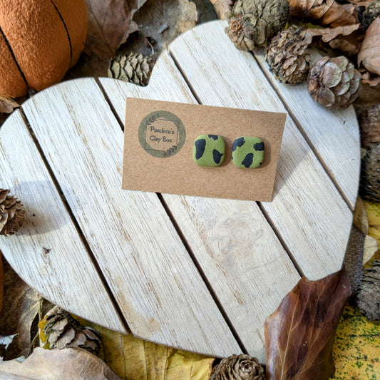 Green square studs
