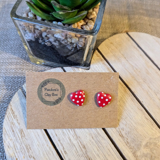 Polka heart studs