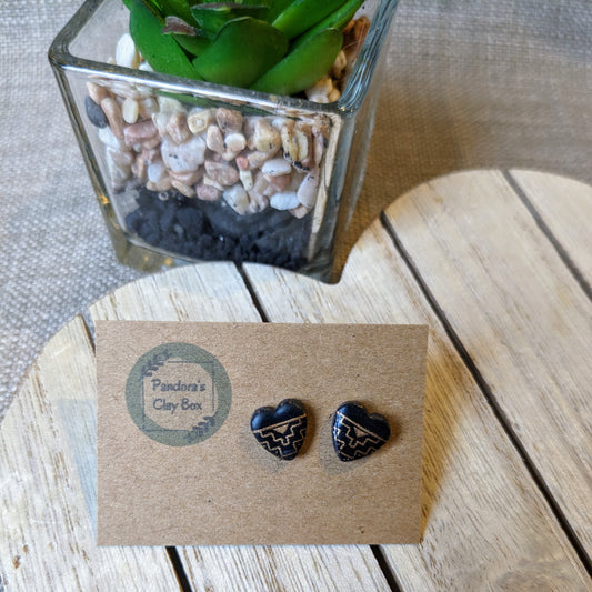 Heart Aztec studs