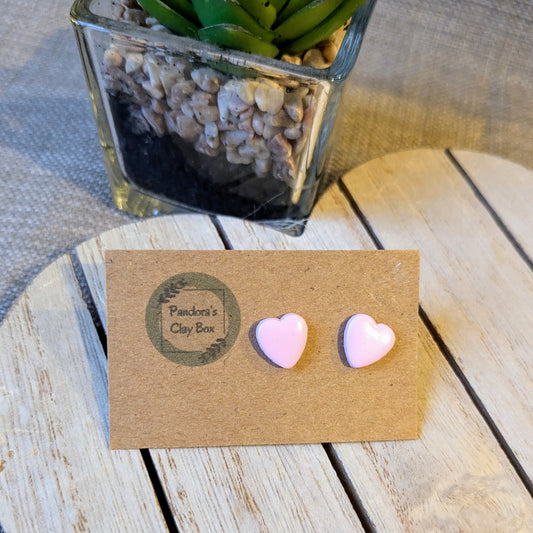 Pink heart studs