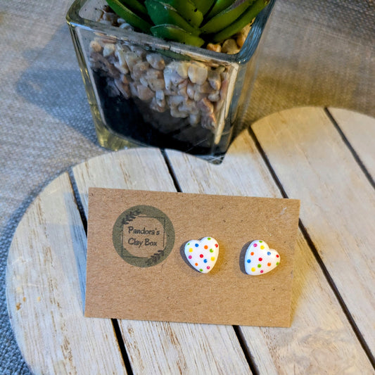 Polka heart studs