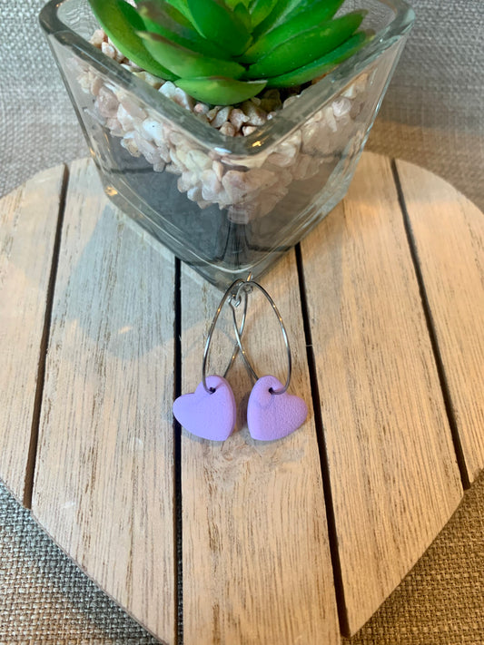 Lilac matte heart hoops