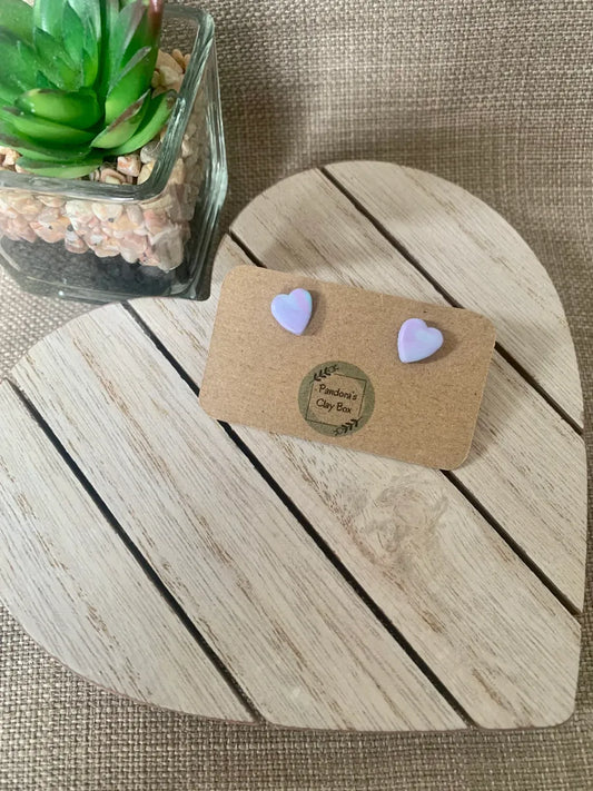Pastel marble heart studs