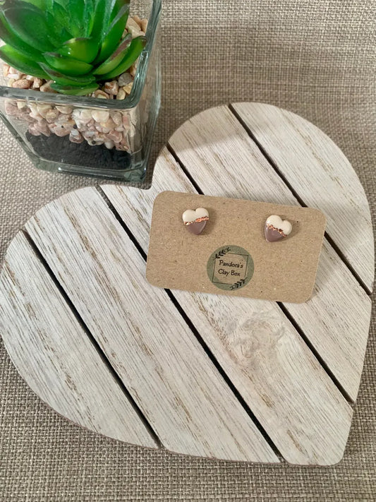 Taupe/nude heart studs
