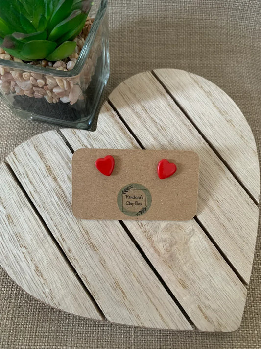 Red heart studs