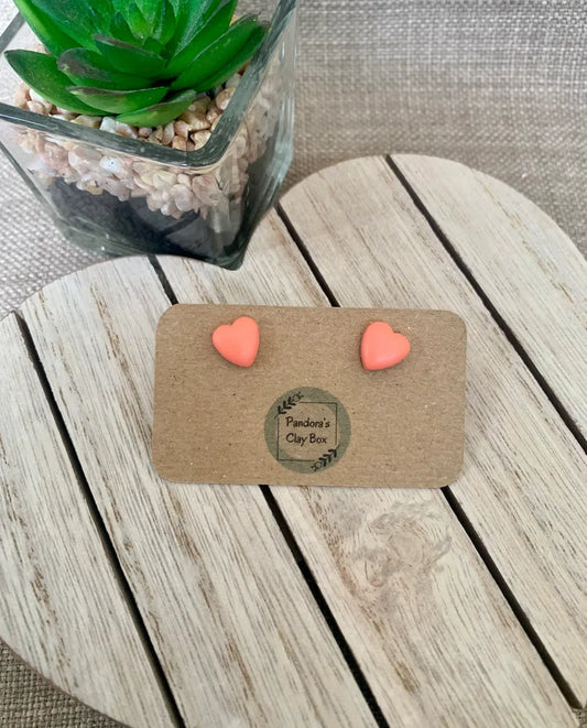Coral heart studs
