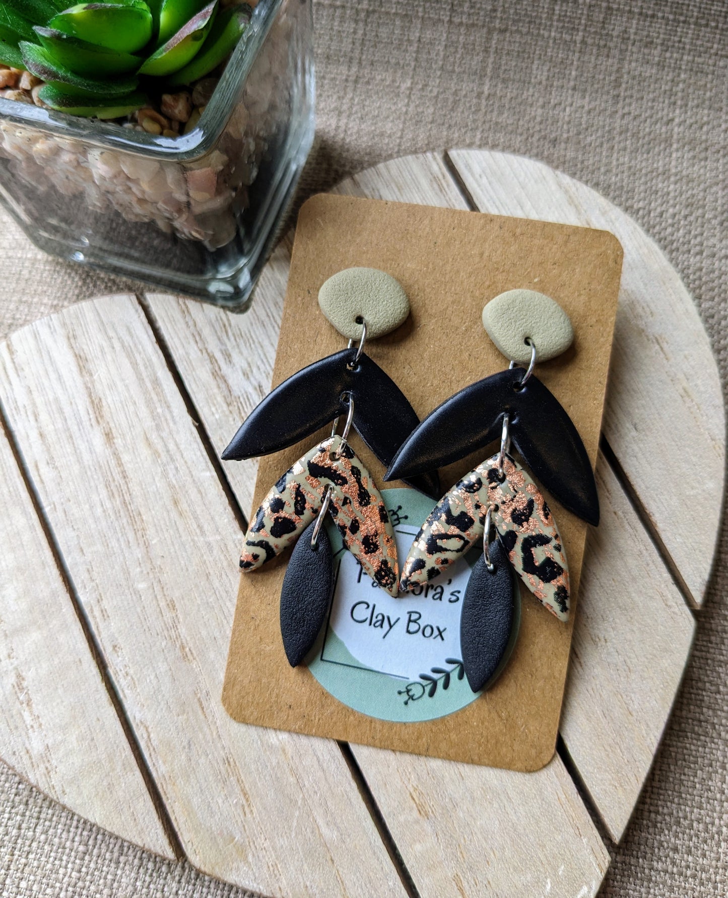 Taupe leopard fan drops