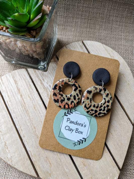Taupe leopard round drops