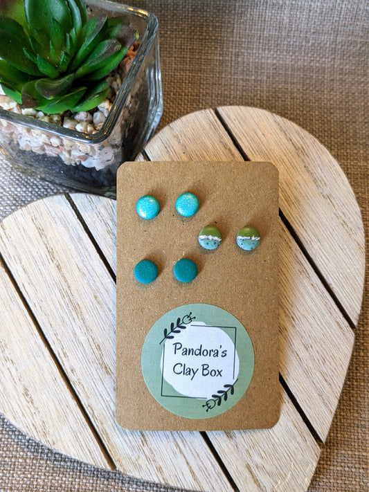 Mini green trio studs