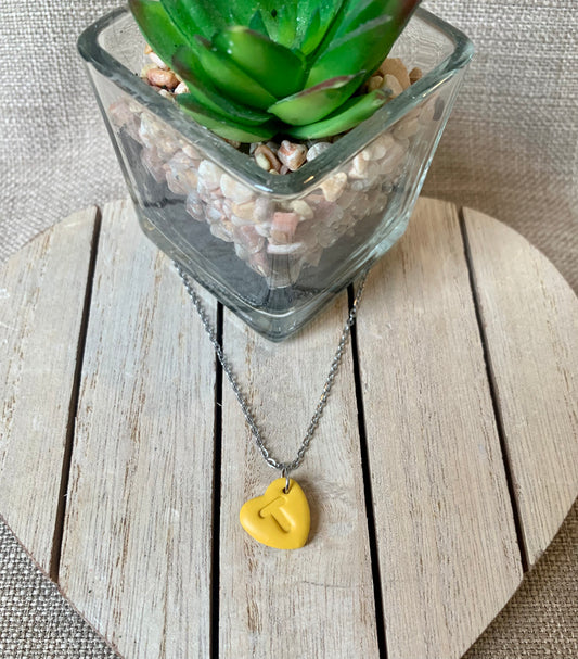 Mustard Initial Necklace