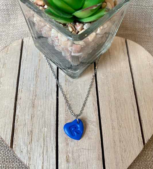 Blue initial necklace