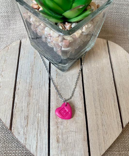 Pink initial necklace