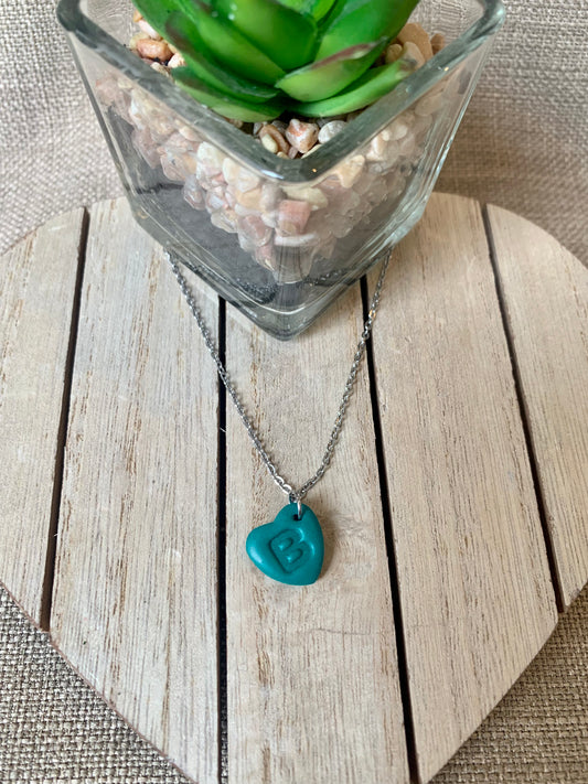 Green Initial Necklace
